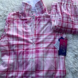 Delia’s Kids Pink and White Plaid Pajama Set size 10/12